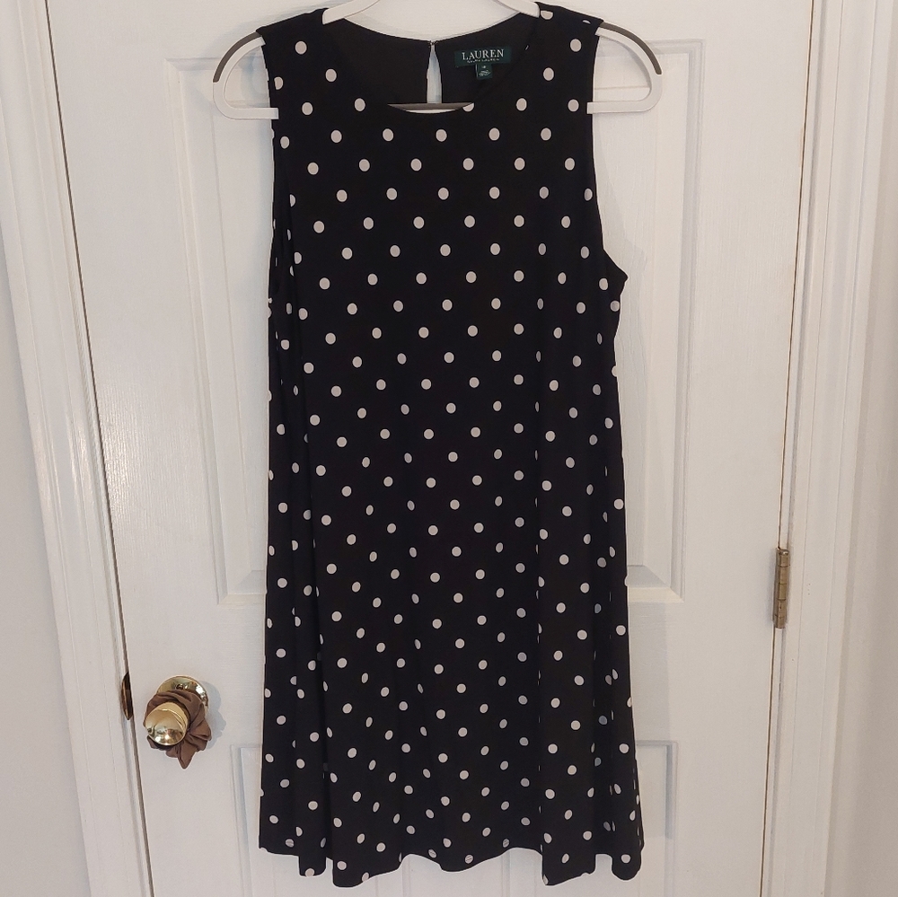 Lauren Ralph Lauren black polka dot sleeveless swing dress